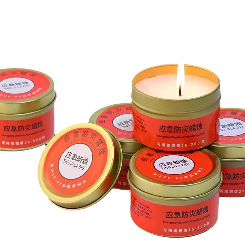 80g Emergency Disaster Candles 30 Hour Tea Light In Flat Container Windproof Long Burning Food Warmer Tea Light Candle For Home