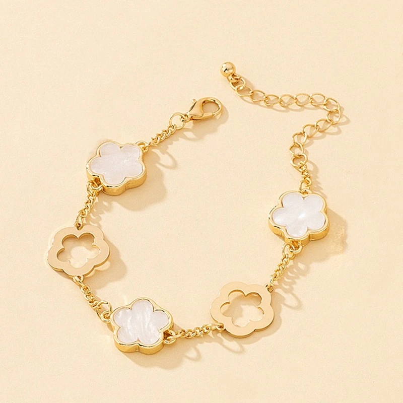 Five Leaf Flower Bracelet For Women New Trendy High-Quality Clover Jewelry Adjustable Chain Daily Wear Party Gifts