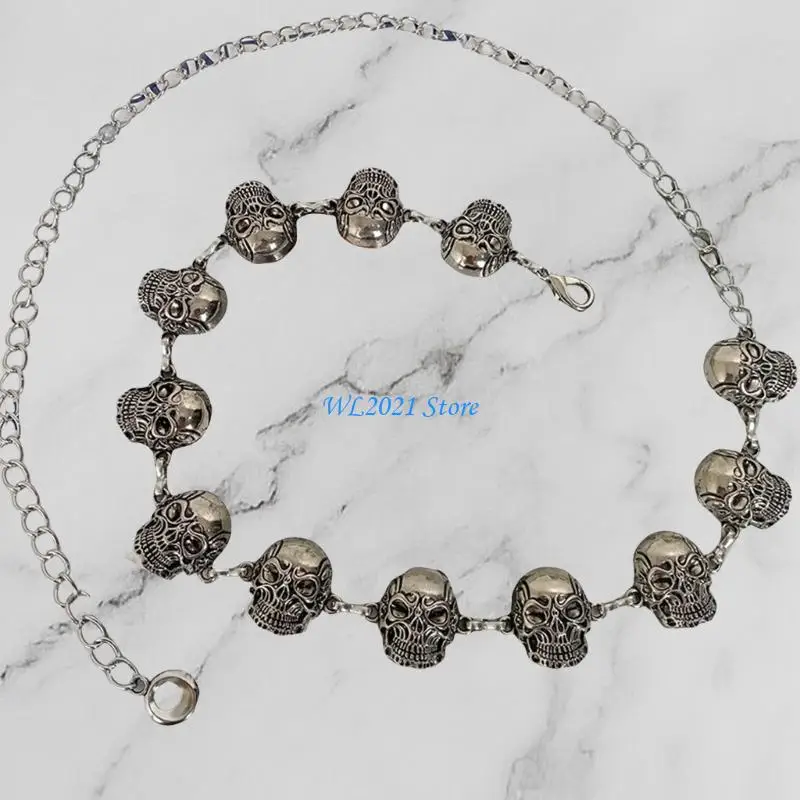

G5GC Carved Skull Waist Belt Belly Chain for Dress Chain Belt for Women Waist Chain Belt Belly Dance Accessories