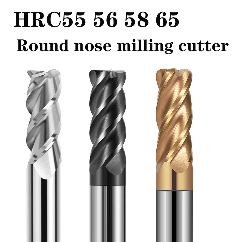 

HRC55Corner Radius End Mill R Bullnose CNC Tungsten Carbide Steel Cutter Surface Machining Metal Router Tool 4Flutes R0.5 R1 R2