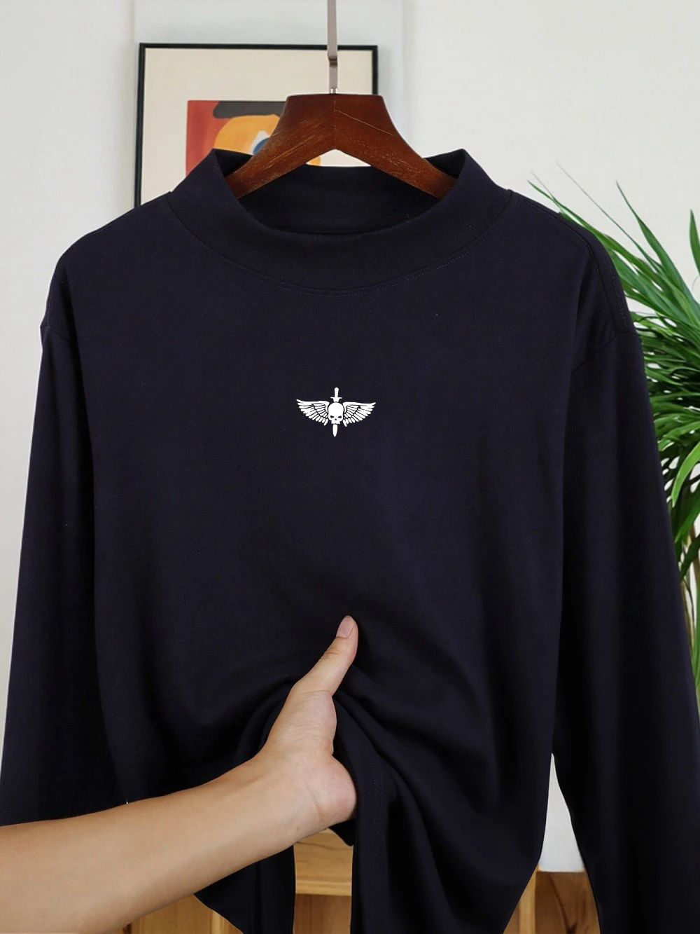 Angel Of Death prints T-Shirts Women Autumn Long Sleeves Bottoming Shirt Warm Half Turtleneck Slim Fit Tops Basic Womans Clothes