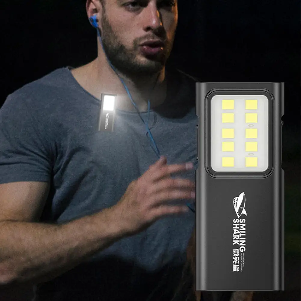 Smiling Shark TIP065 Mini Rechargeable Worklight,COB LED Floodlight Super Bright Pocket Flashlight For Outdoor Running Hiki N7N1