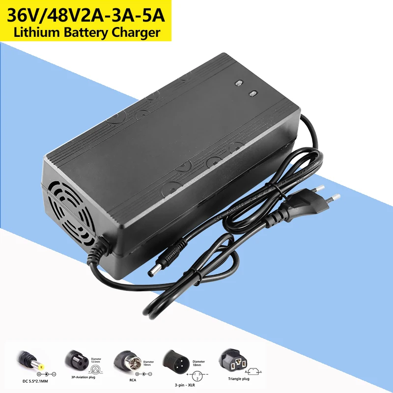 24V/42V/54.6V/67.2V/84V 5A Battery Charger 36V/48V/60V/72V 5A Li-ion Charger for 7S 10S 13S 16S 20S ebike Scooter battery pack