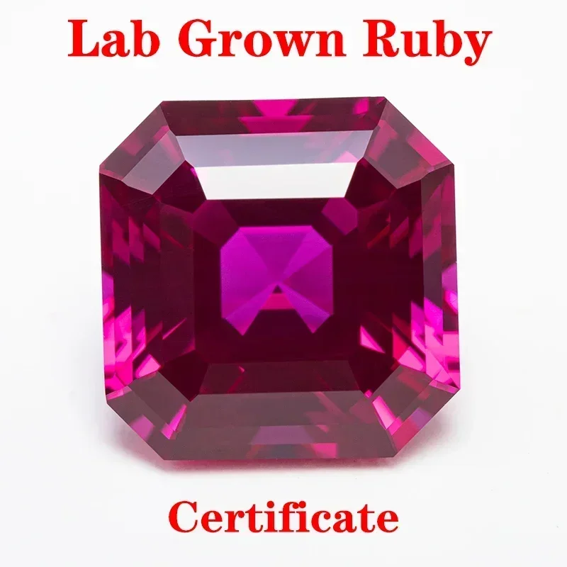 

Top Lab Grown Ruby Square Chamfer Cut Rubellite VVS1 Gemstone Charms DIY for Jewelry Making Materials Selectable AGL Certificate