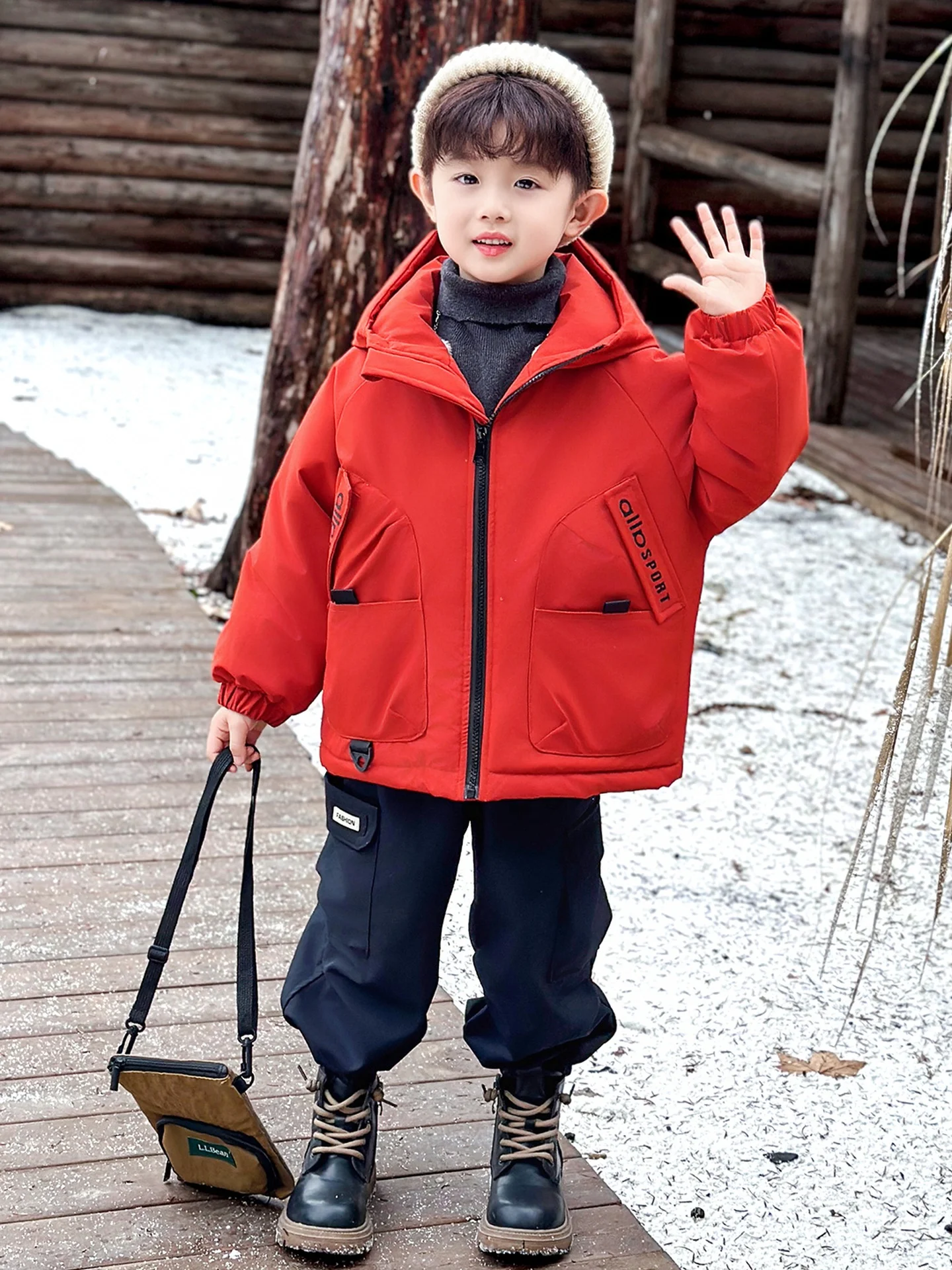 

Thiened Fce Children's Parka Coat Boys Winter Jaet 2025 New Sle Warm Polyester Fiber Printed Casual Long Sve Zipper