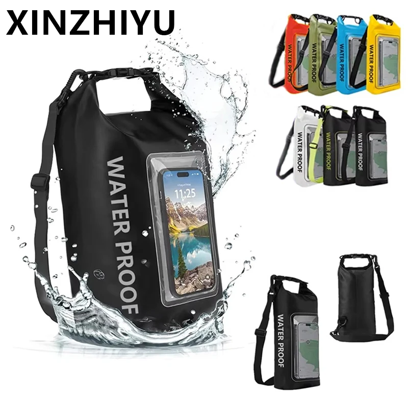 2L 5L Marine Dry Bag Waterproof PVC Bags Phone Touch Beach Canyoning Boating Diving Rafting Floating Kayaking Surf Shoulder Bag