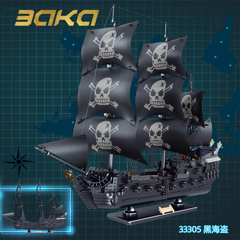 IN STOCK MOC Creativity the Black Pearl Pirate Ship Building Blocks Bricks Assembling Model Toys for Children Birthday Gift Set