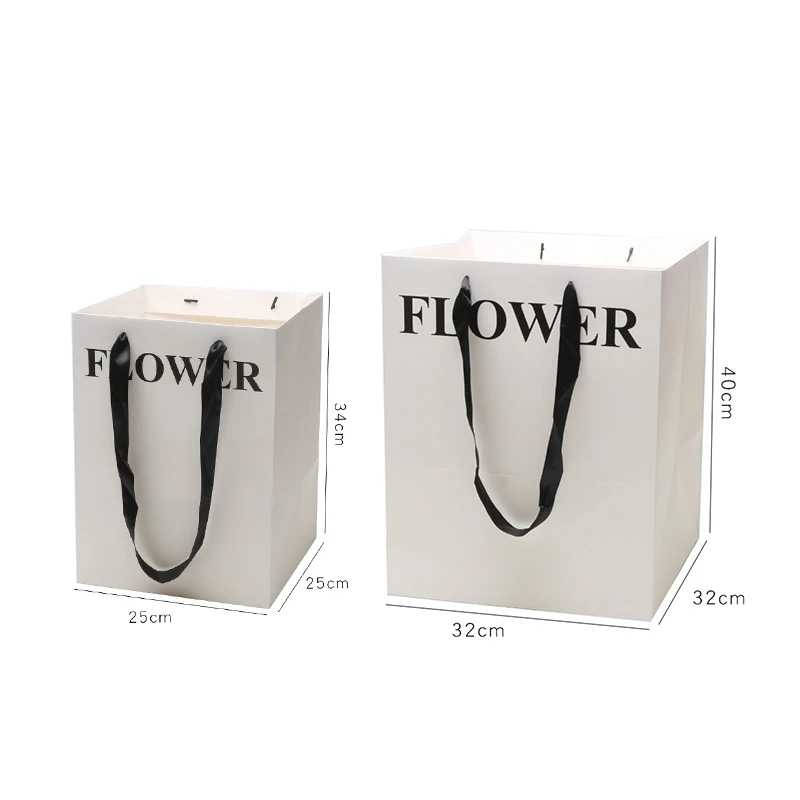 Flower Bouquet Tote Bag, Valentine\'s Day Flower Shop Gift Paper Bag, 5Pcs