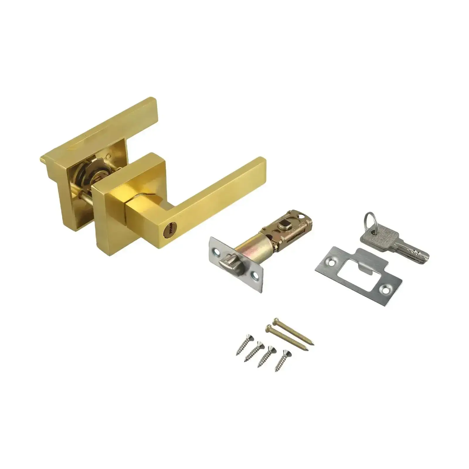 

Lock Lever Door Handle Set External Door Lock Set Square Home Copper Improvement Building Door Hard Alloy Lever Aluminum Privacy