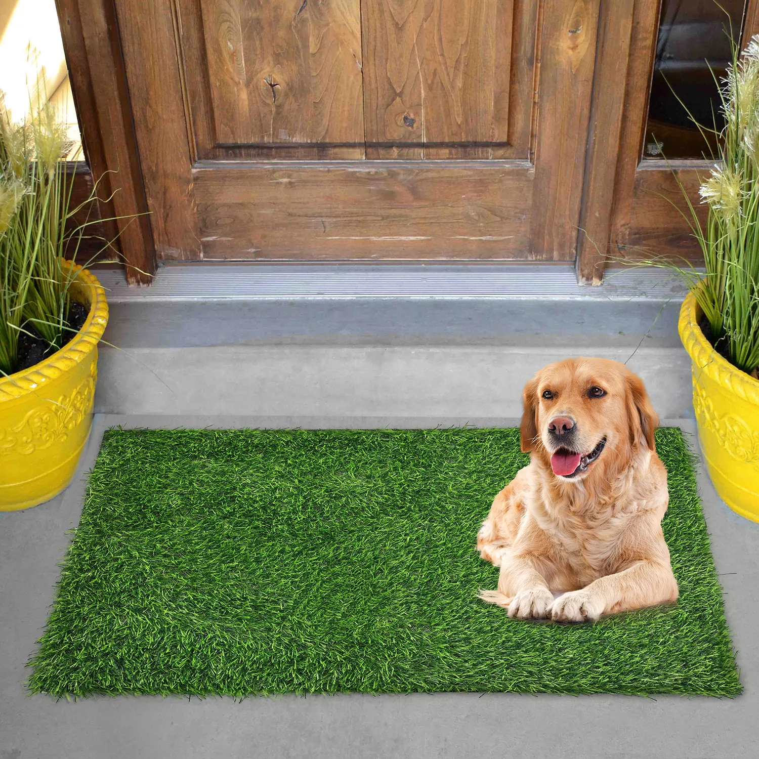 Realistic simulation lawn,synthetic artificial grass,green lawn carpet, pet dog lawn mat,with drainage holes, suitable for indoo