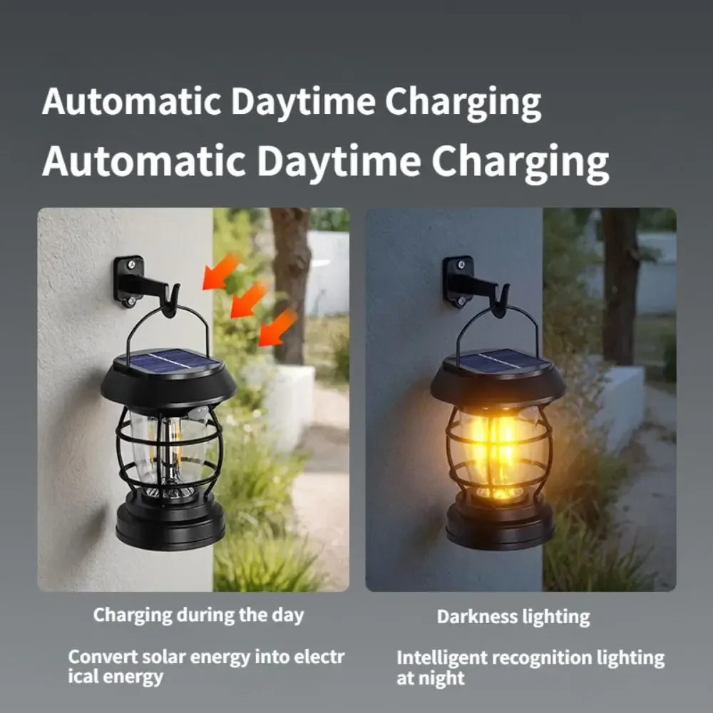 

Type-C Rechargeable Solar Camping Lights Dimmerable Solar Powered Hand Lantern Waterproof Durable Wall Hanging Light