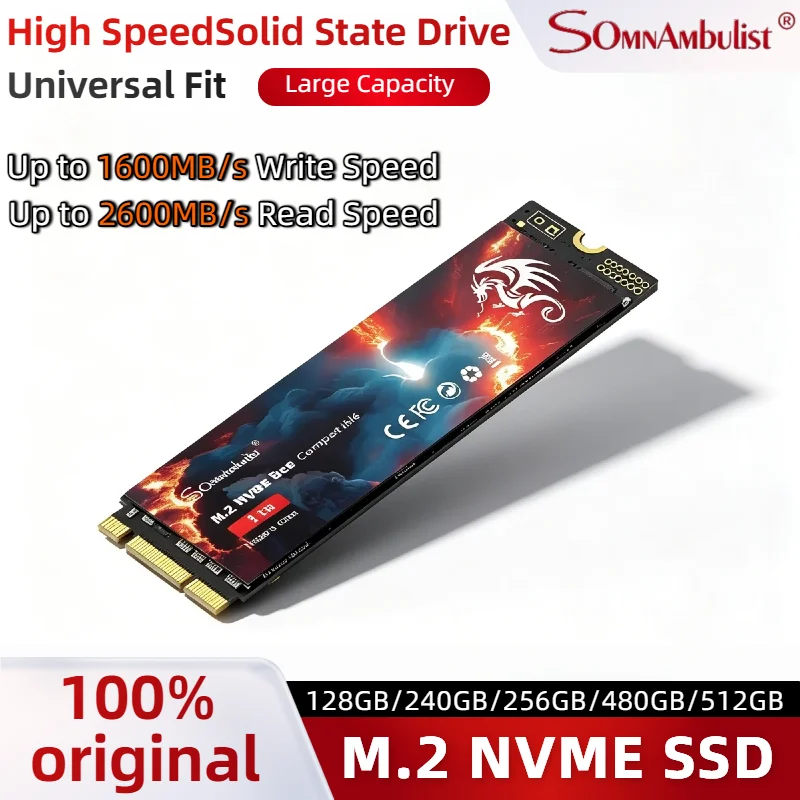 

SomnAmbulist 128GB 256GB 512GB 1TB M.2 NVMe SSD PCIe 3.0 Internal 2280 Solid State Drive for Laptop Game Console Desktop
