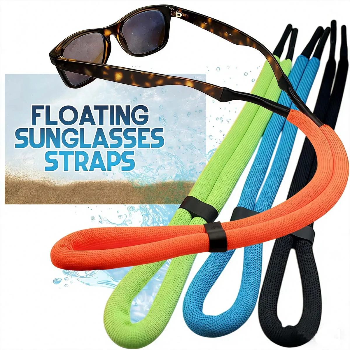 Adjustable Anti-Slip Floating Foam Eyeglasses Straps, Water Sport Glasses Cord Lanyard Holder for Swimming Surfing Boating PS08