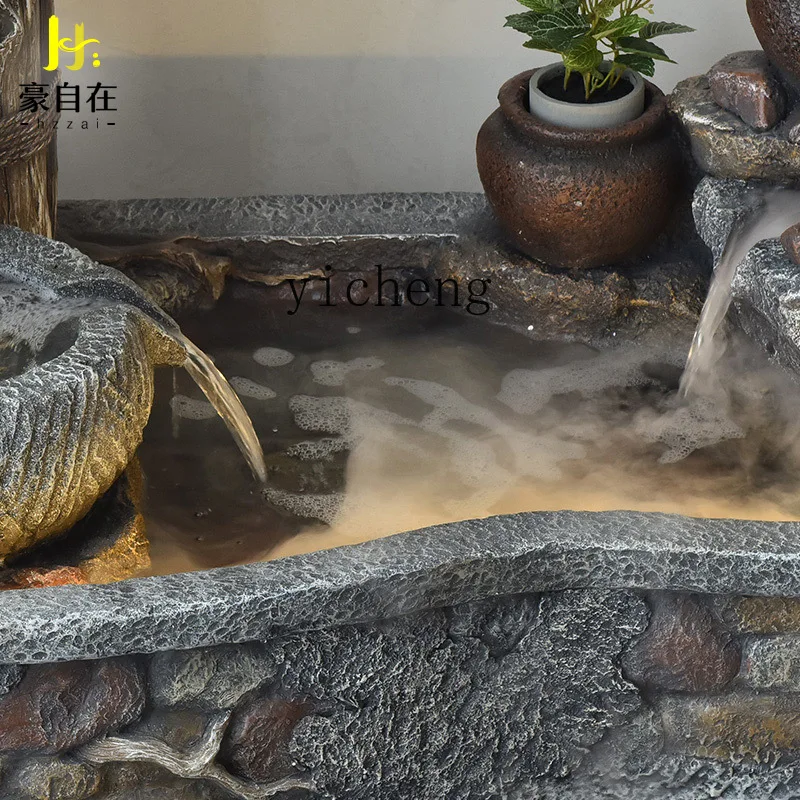 yy-2   flowing water ornament circulating water living room feng shui wheel rockery fountain balcony fish tank fish pond outdoor