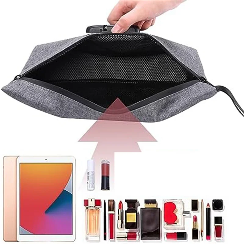 

N93R 4X Money Bag With Lock, Lockable Cash Bag, Waterproof Bank Bag With Zipper And Lock For Cash, Cell Phone A