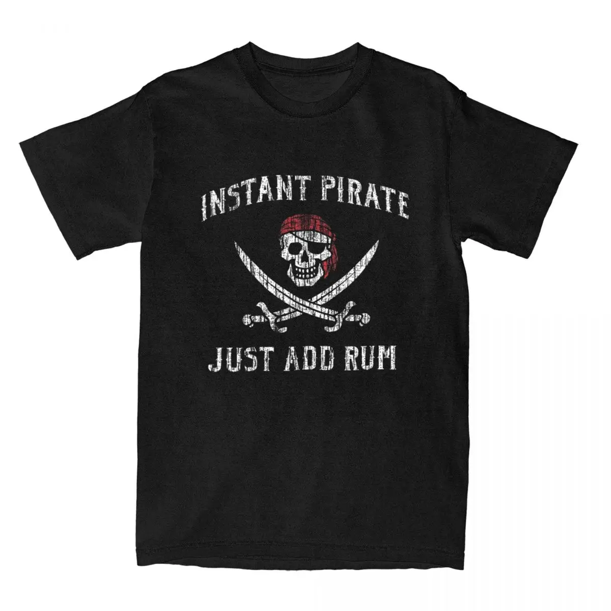 Instant Pirate Just Add Rum Funny Men\'s T Shirts Vintage Tee Shirt Humor Caribbean Cruising T-Shirt Cotton Gift Idea Clothes