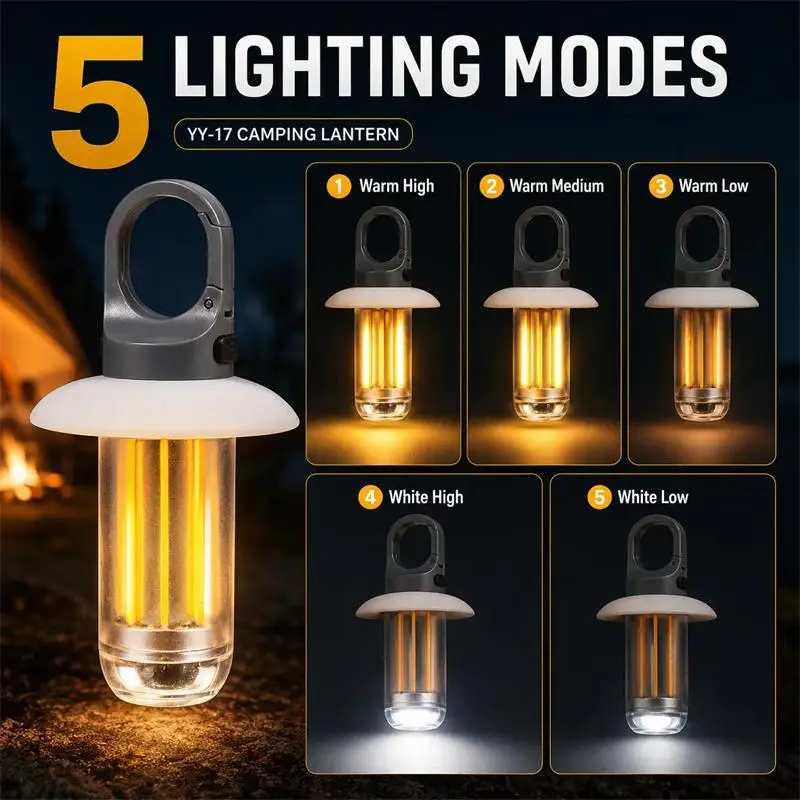 Rechargeable LED Flashlight Camping Lamp With 5 Lighting Modes High Power Camping Equipment Torch Hiking Fishing Military Utilit