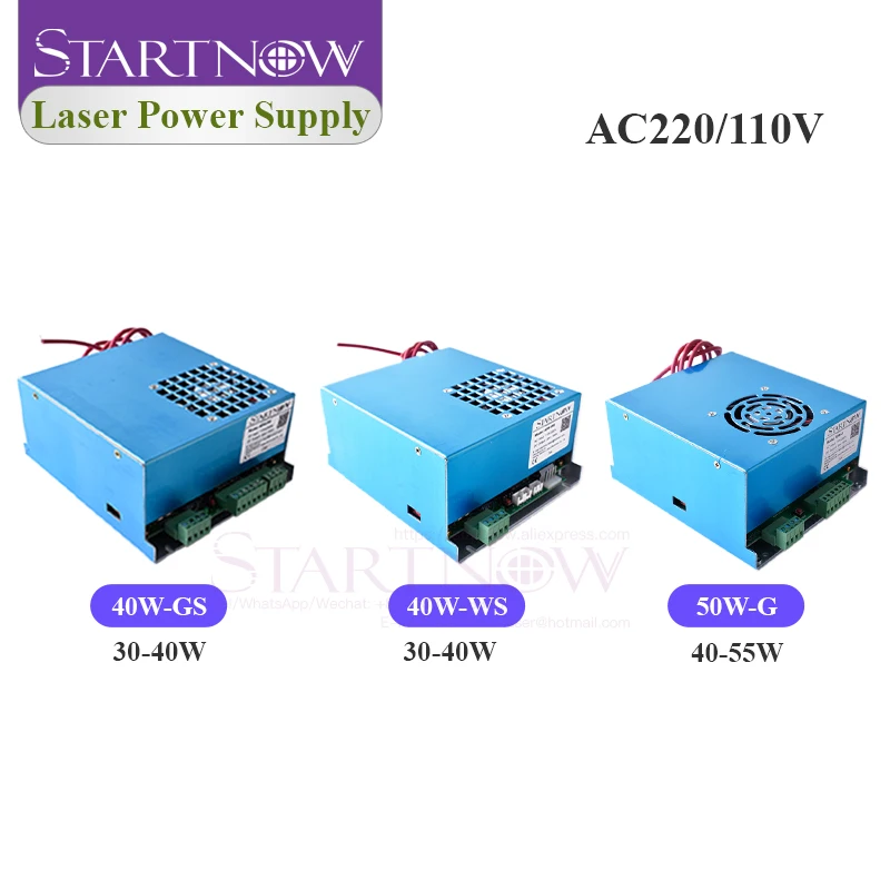 Startnow 50W-G Laser Power Supply For Laser Tube Cutting Engraving Machine 30-55W Watt PSU 115V/230V MYJG 40W-WS/GS Power Model