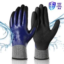 Waterproof Cut-Resistant Protective Work Gloves, Unisex, High-Performance and Durable, Insulated Double Latex Coating, Super Gri