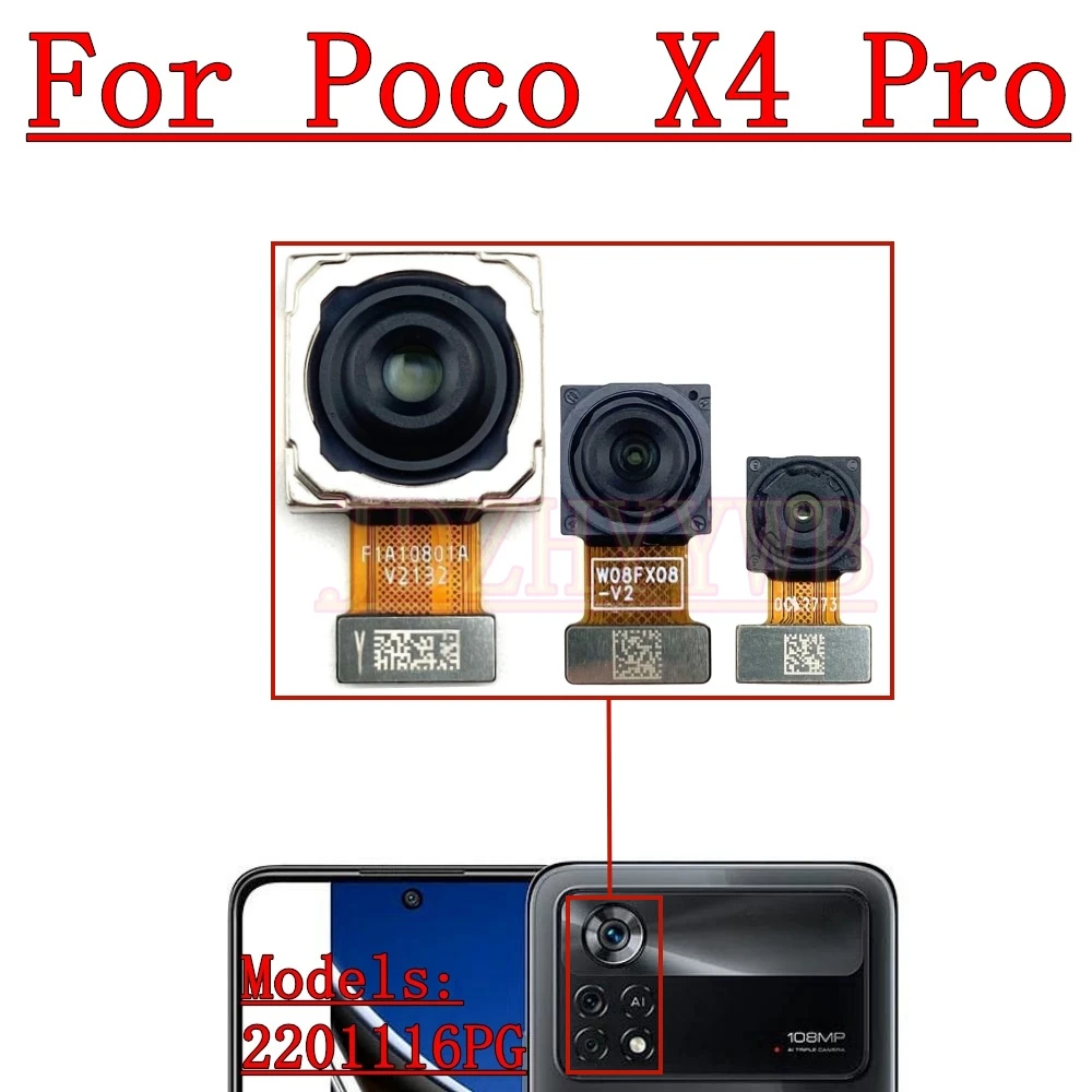 الكاميرا الأمامية الخلفية لشاومي Mi Poco X4 Pro 5G Poco X4 GT عرض واسع الظهر التي تواجه وحدة الكاميرا الرئيسية قطع غيار الكابلات المرنة