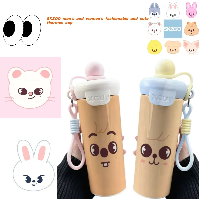 

SKZOO men's and women's thermos cups, stylish and cute birthday gift cups, stainless steel water cups, portable coffee cups