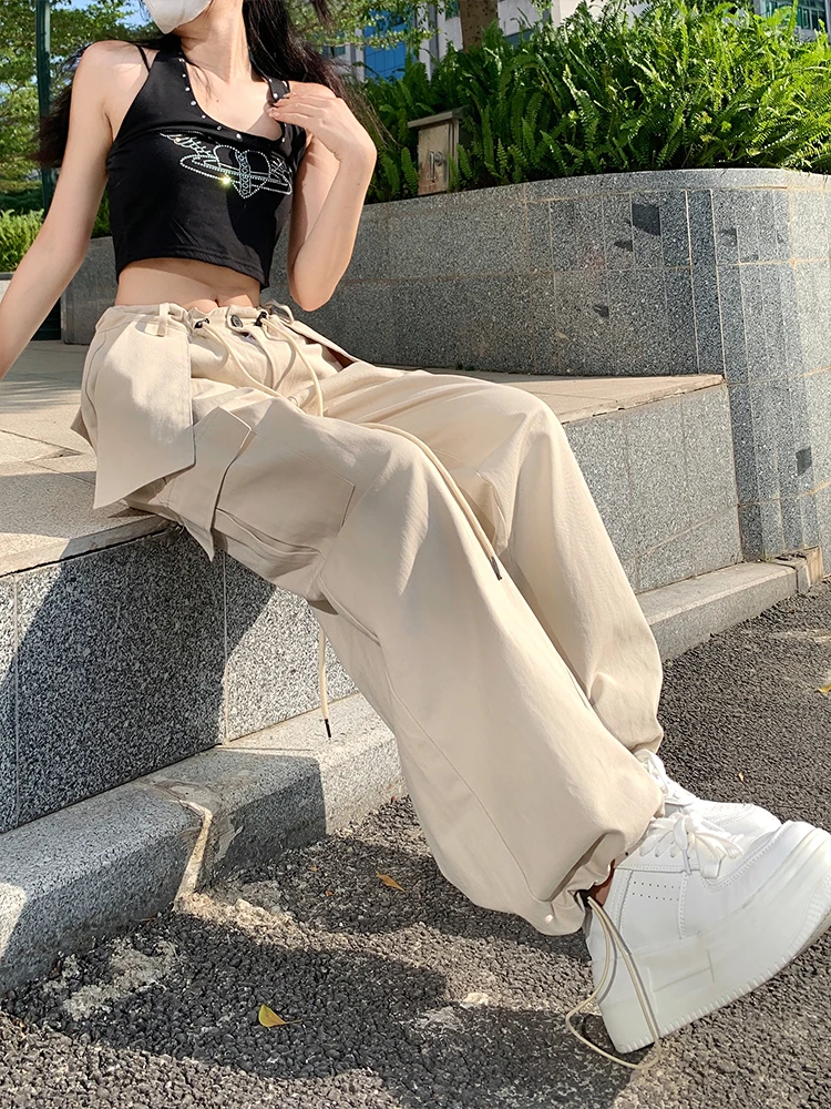 

Men's Spring Autumn Thin Pure Cotton Work Trousers Loose Wide Leg Straight Casual Long Pants American Retro Sle Breathable