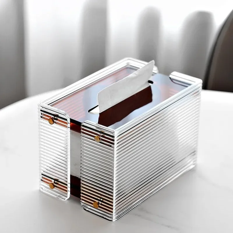 Acrylic creative high-end light luxury tissue box model room living room coffee table desktop home modern paper box