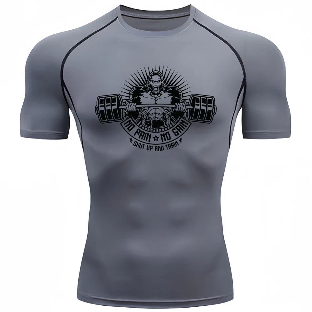 Erkek sıkıştırma gömlek yaz kısa kollu Tees T-shirt spor egzersiz spor koşu fanilalar Baselayer spor Tops