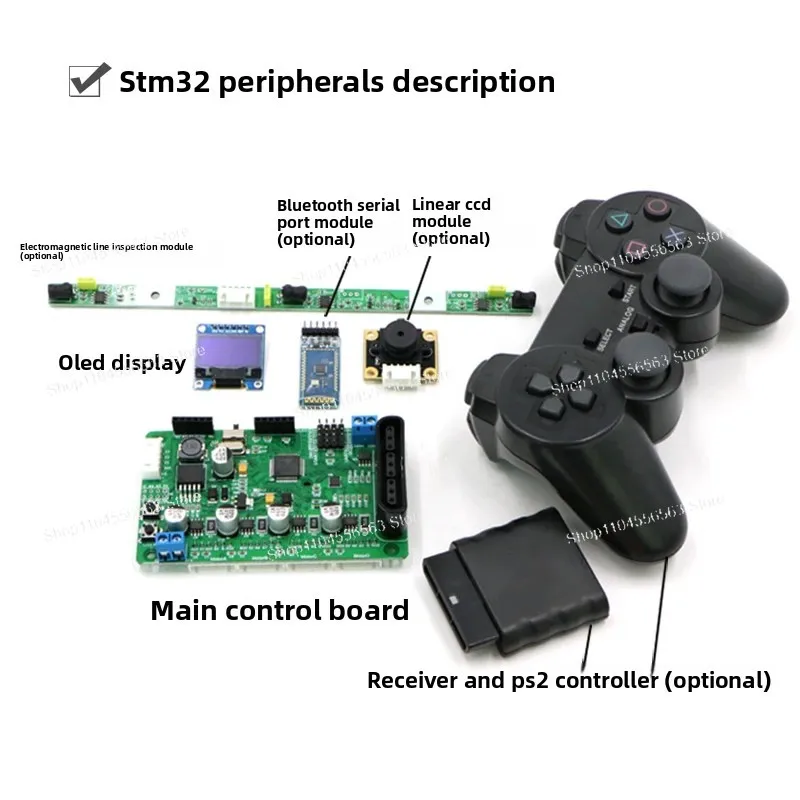 Tablero de control principal MCU de 32 bits para robot de rueda Mecanum 4WD con sensor de seguimiento de línea CCD, controlador de movimiento programable