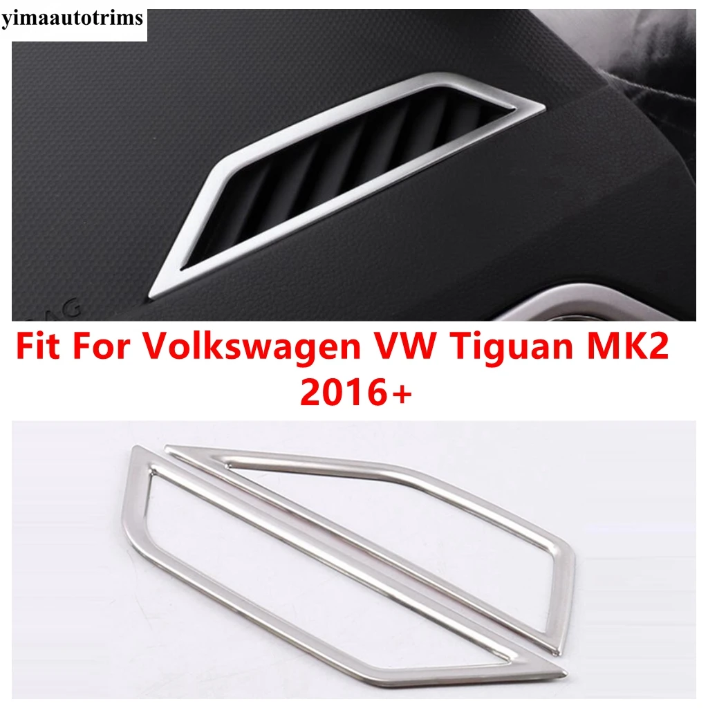 

Car Dashboard Air AC Outlet Vent Frame Cover Trim Stainless Steel Interior Accessories For Volkswagen VW Tiguan MK2 2016 - 2023