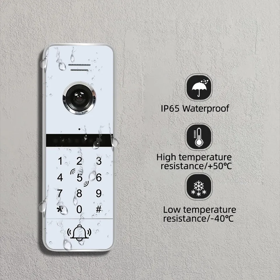 【Tuya 1080P】Jeatone 4-wire WiFi Video Intercom Security Protection System Password ID Card Unlock Apartment Video Call Panel