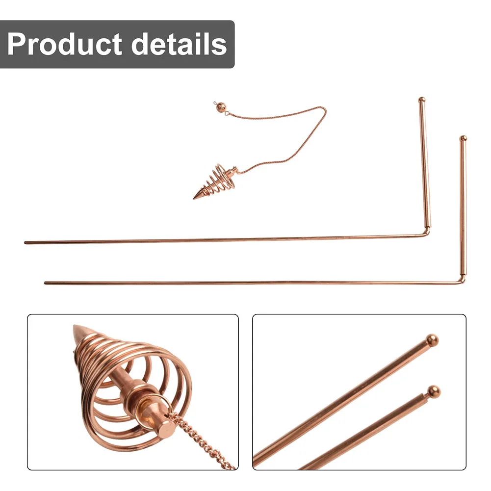 

3Pcs/Set Pure Copper Dowsing Rods Kit Divining Rods + Pendulum For Water Divining Witching Energy Healing Metal Detector Rod
