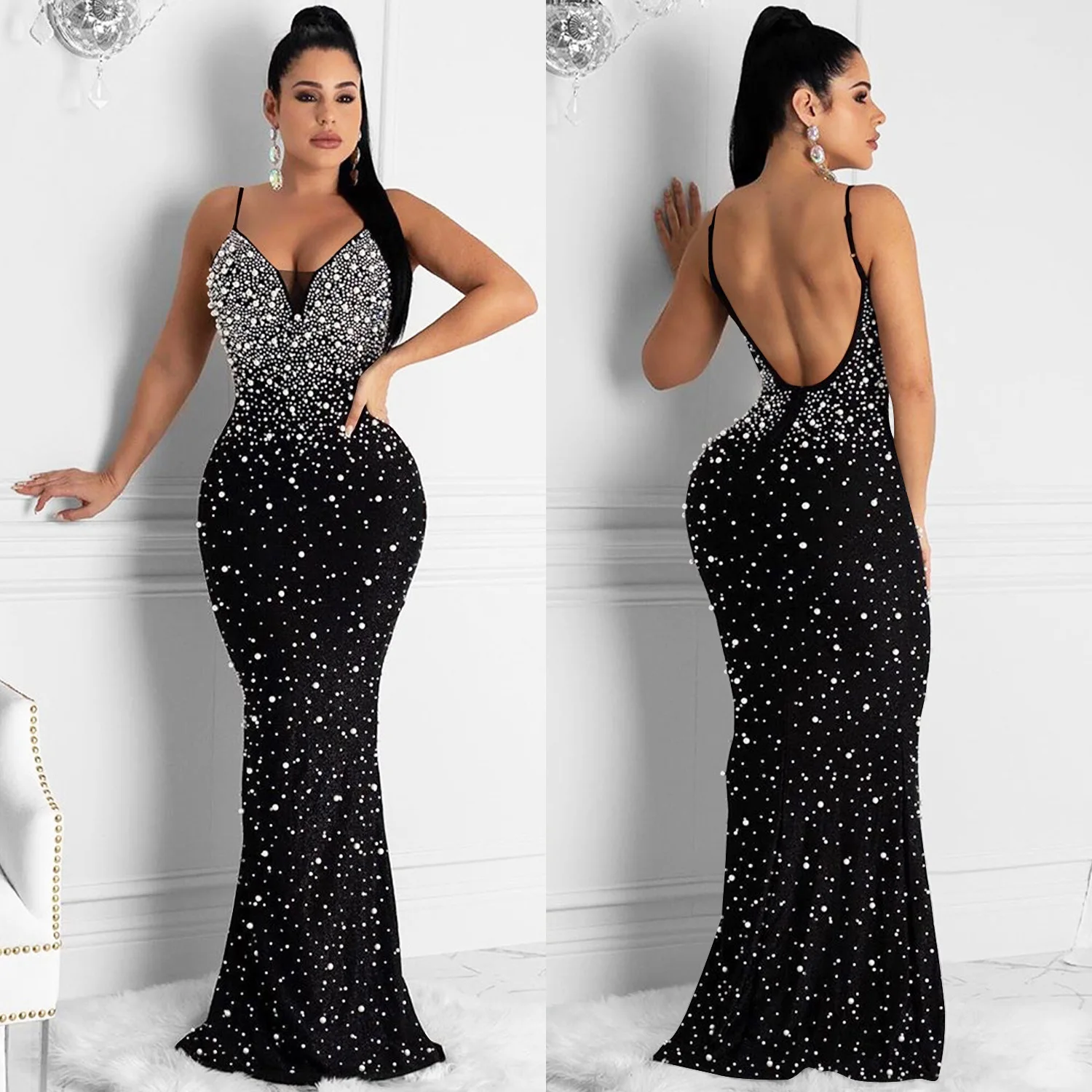 Bal Trouwjurk Jurken Prom Bruids Met Staart, Strass Kristallen Parels Backless Bruiloft Avond Prom Jurk Baljurk Luxe Jurk