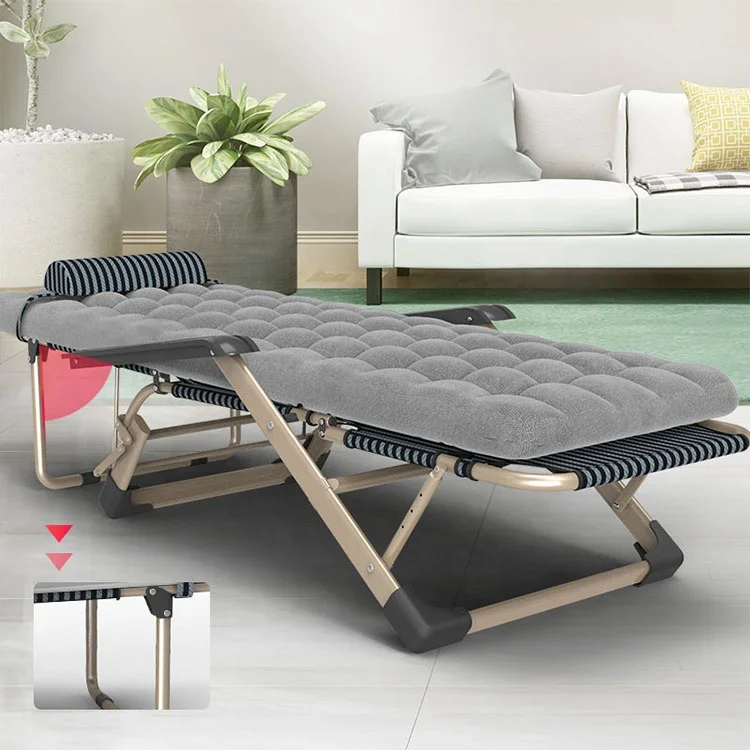 Custom  Portable High Quality Lightweight Bunk Light Metal Folding Bed Camping Cot with Cushion