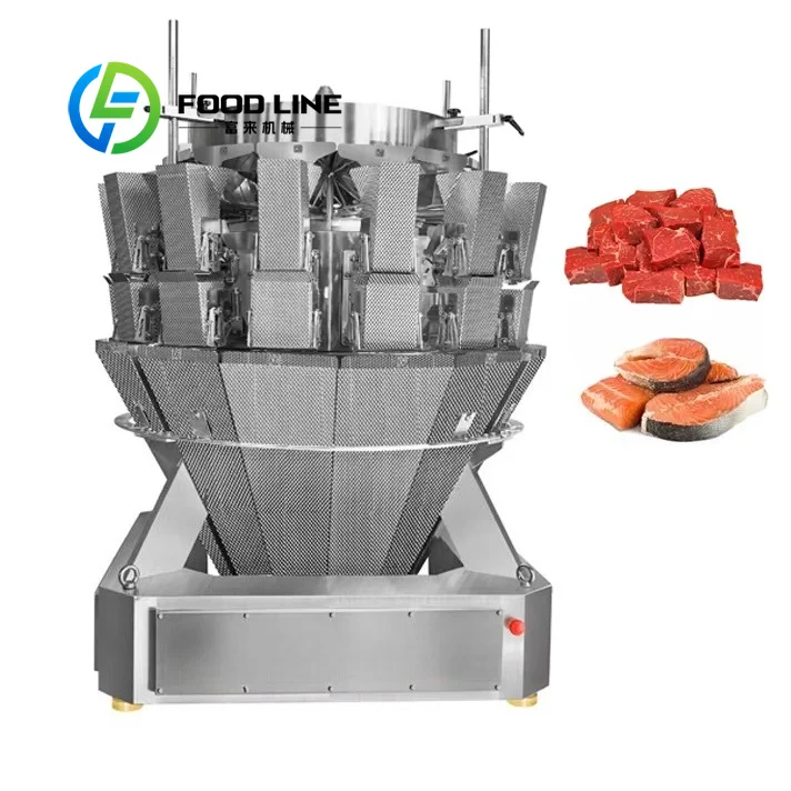 Flexible Manufacturing Sticky Food Meat Multi-head Weigher Machine Screw Feeder Combination Weigher customize