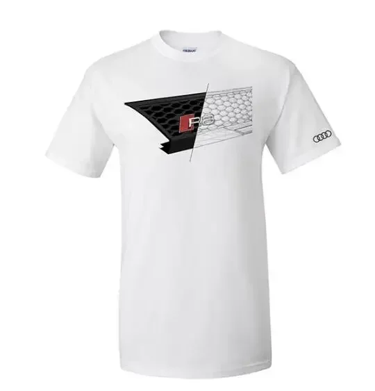 Camiseta de manga curta Audi para homens e mulheres, logotipo de marca de carro, top masculino verão, camisa da moda, roupas de bebê, roupas Audi R8