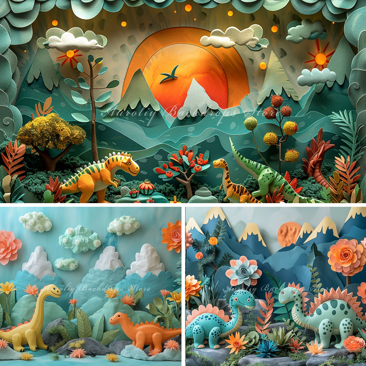 

Cartoon Dinosaur Backgrounds Cake Smash Kids Adult Photography Props Child Baby Decors Forest Jungle Photo Backdrops