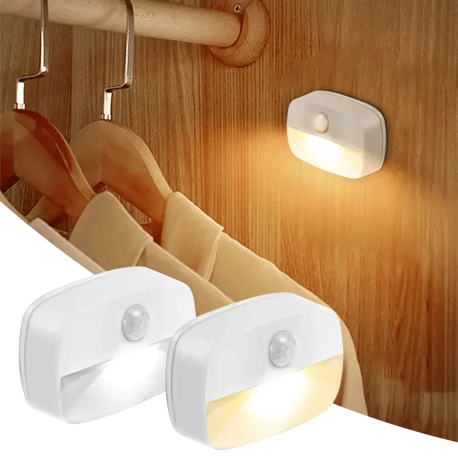 

Mini Under Cabinet Light LED Night Lamp Battery Powered Motion Sensor Night Light for Home Bedroom Corridor Closet Stairs Toilet