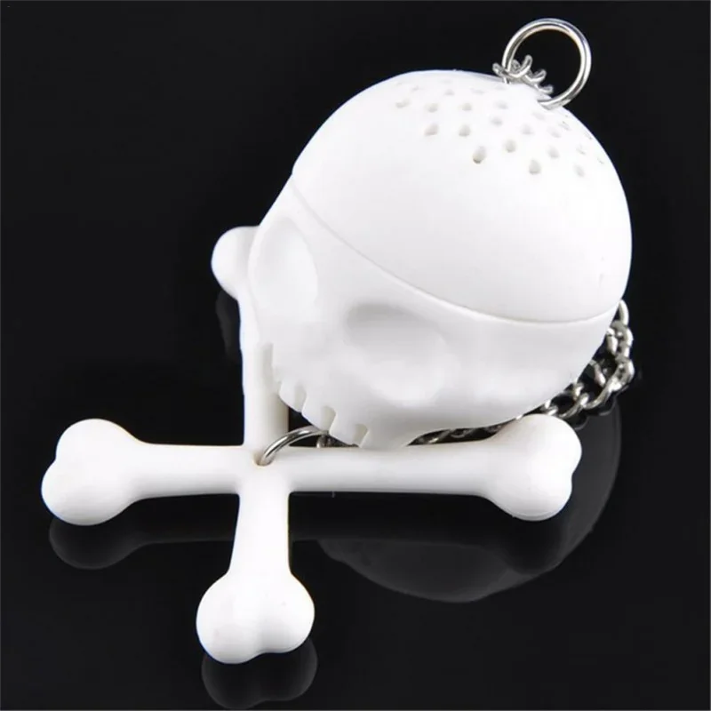 Skull Head Shape Silicone Tea Infuser, saco de chá, chá perfumado, modelo de desenho animado reutilizável, Brewing Kitchen Tool, criativo