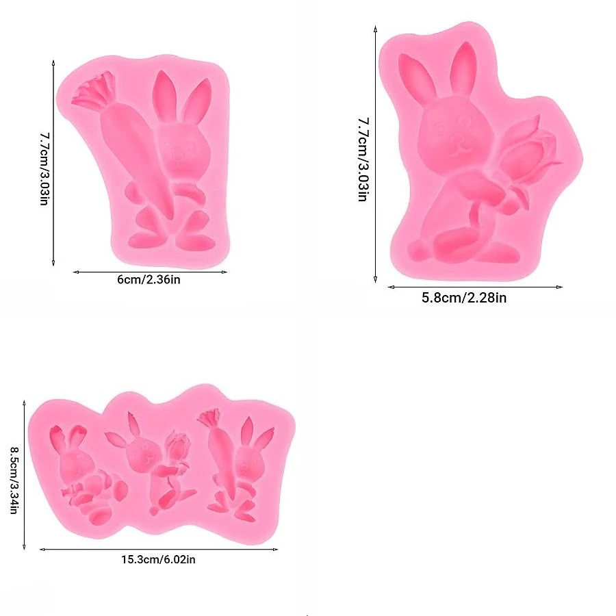 1pc Easter Bunny Carrot Silicone Mold, DIY Easter Egg Rabbit Chocolate Fondant Cake Gummy Baking Decor, 3 Styles - view 6
