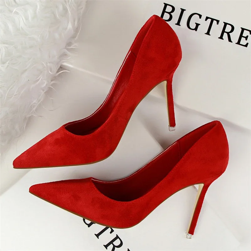 Summer Runway Style Silk Pointy Women Pumps Sexy Pointed Toe Slip On Purple High Heels Fashion Slingback Stilett Shoes