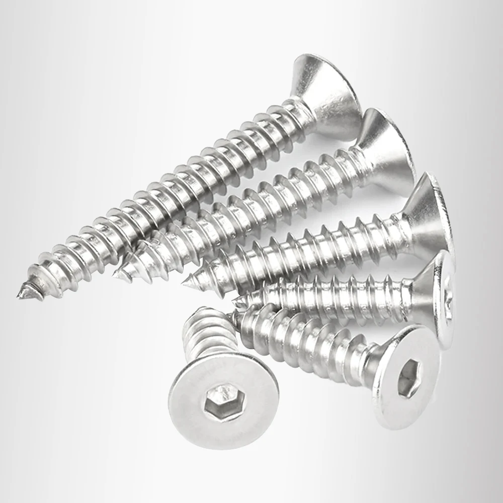 Hex Socket Flat Head Self-tapping Screw m2 m2.6 m3 m4 m5 m6 Nickel Plated Carbon Steel Allen Countersunk Head Tapping Screws