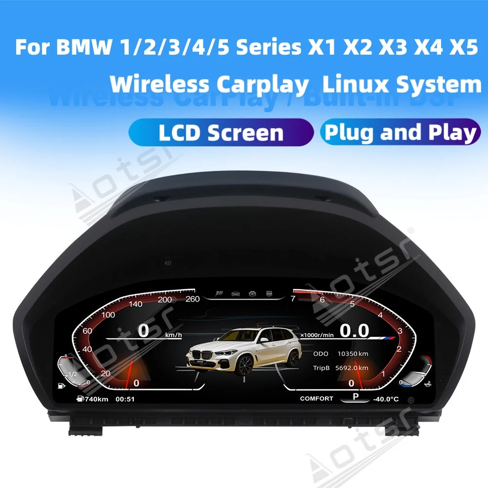 For BMW 1/2/3/4/5/6/7 Series X1 X2 X3 X4 X5 Speed Mete LCD Cluster Instrument Panel Multimedia Player Dashboard Modification