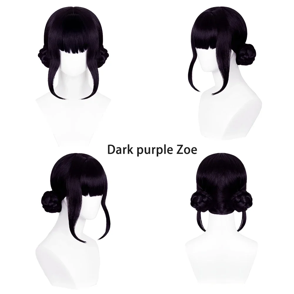 عالية الجودة أنيمي Kpop شيطان الصيادين زوي كوسبلاي شعر صناعي أرجواني داكن أسود للهالوين وعيد الميلاد كرنفال شعر مستعار للحفلات اليومية #3
