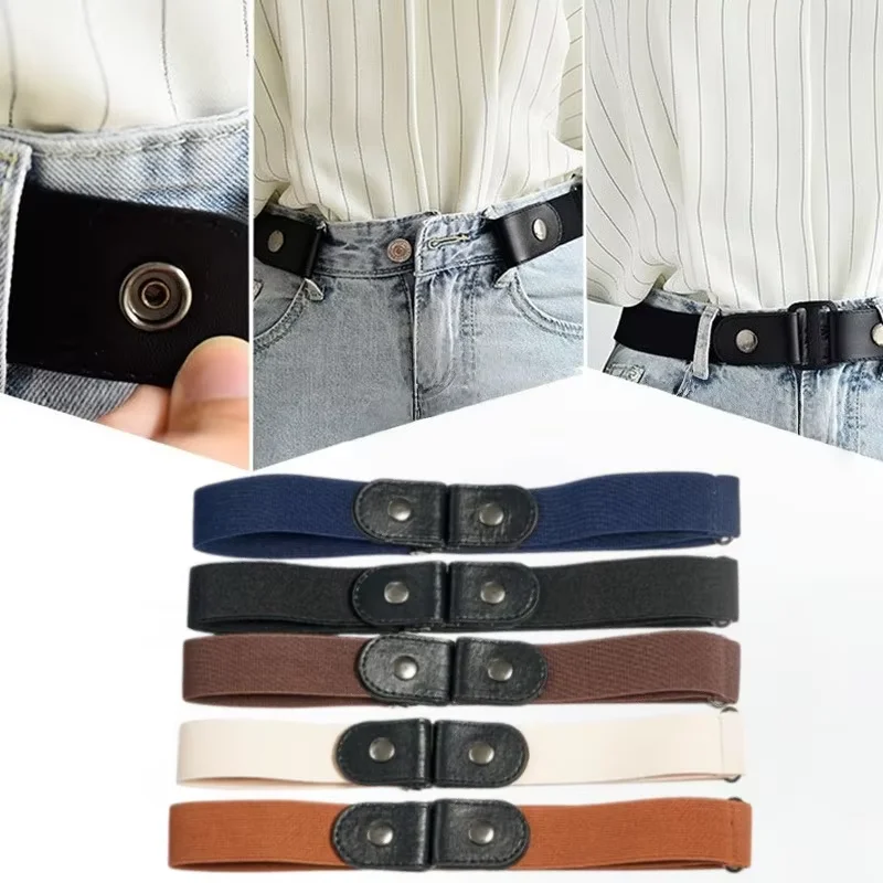 

Регулируемый эластичный пояс без пряжек для женщин и мужчин, для джинсов, брюк, платьев, легко надевается, незаметный.