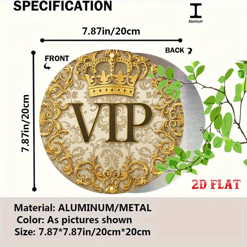 Royal Crown Round Wall Decor 2D Metal Art Sign for Home Cafe Garage 19.81cm