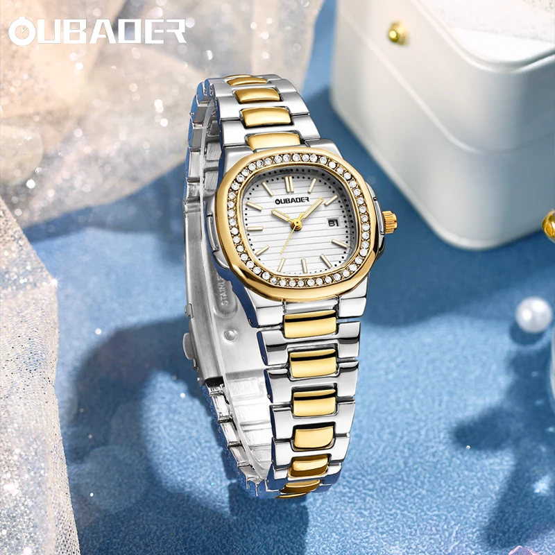 Original brand oubaoer new women's watch casual high-end women's watch square dial calendar modern quartz watch women's gift