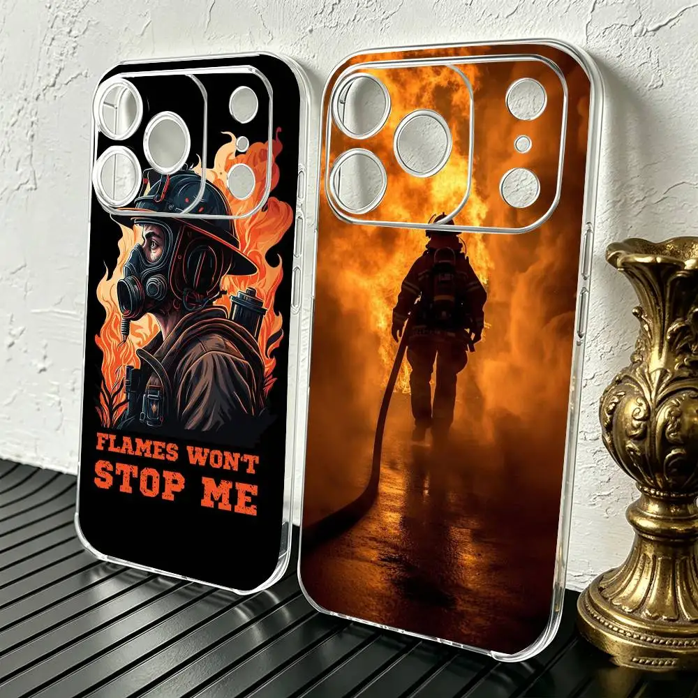

F-Fireman Firefighters Phone Case Transparent Silicone Soft For iPhone 17 16 15 14 13 12 11 Mini Pro Max Plus