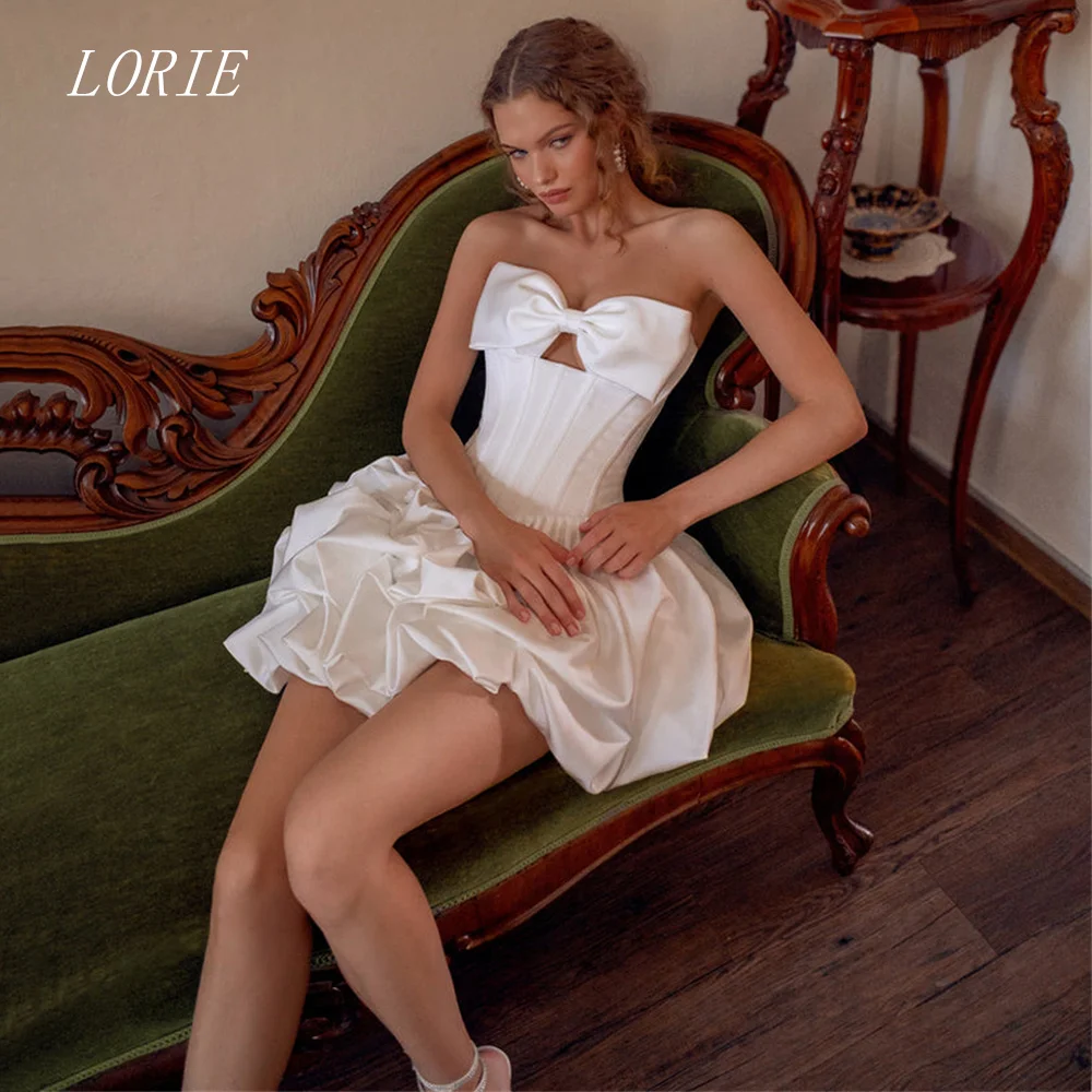

Свадебное платье LORIE класса люкс, фасон А-линия, для гражданской церемонии, с бантом, вырезом «сердечко», для помолвки и свадьбы, с цветочным декором, на заказ, 2026