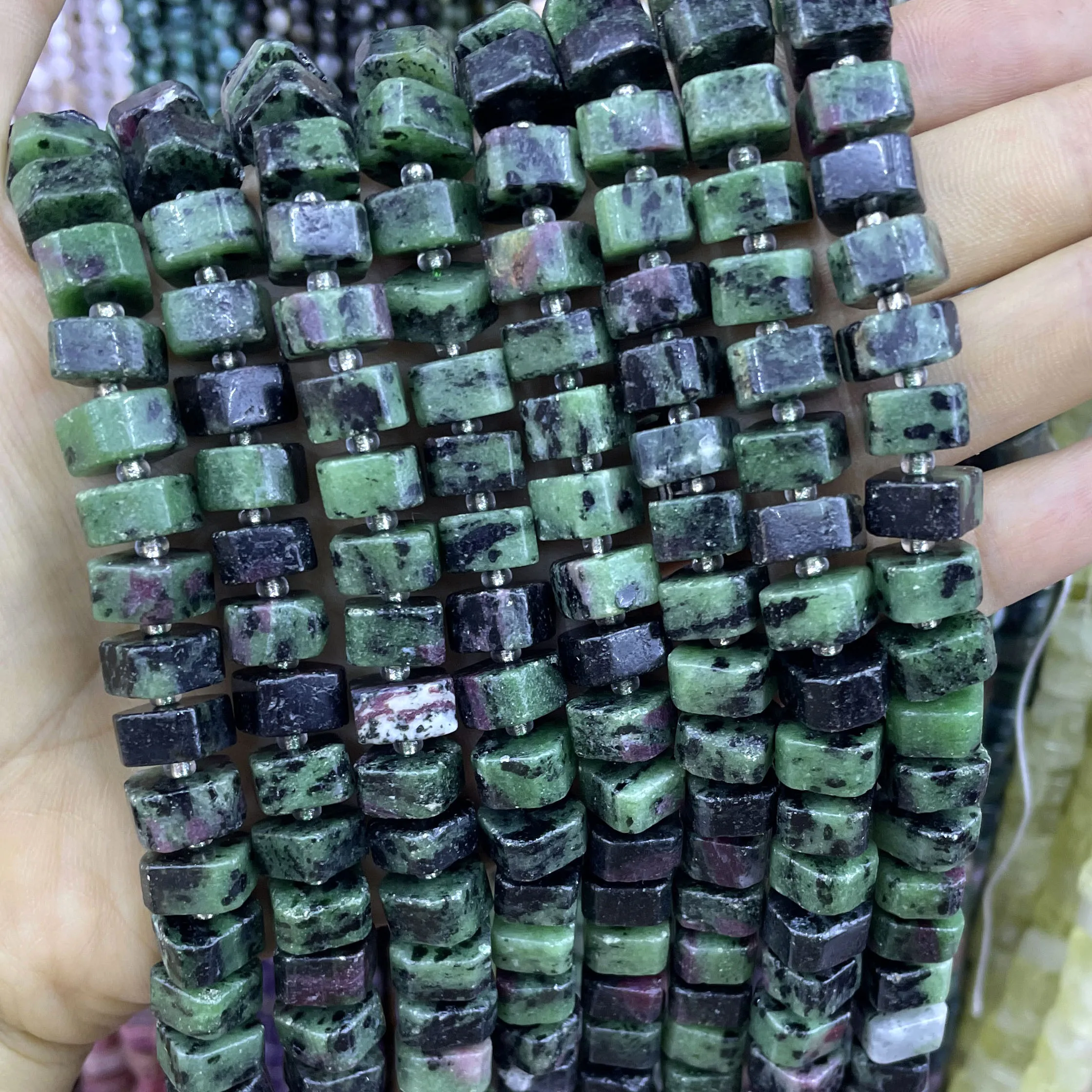 6X10MM Naturstein, unregelmäßige Erdbeerquarz-Perlen, lose Spacer-Perlen für Schmuckherstellung, Charme, DIY-Armbänder, Halskettenzubehör – Detail 6
